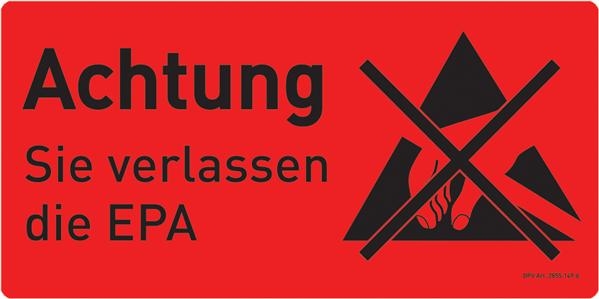 Znak ostrzegawczy dla obszarów ESD, język niemiecki, 150x300mm