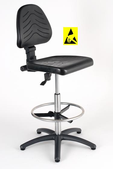 Krzesło ESD, serii I z elementami chromowanymi, poliuretanowe.