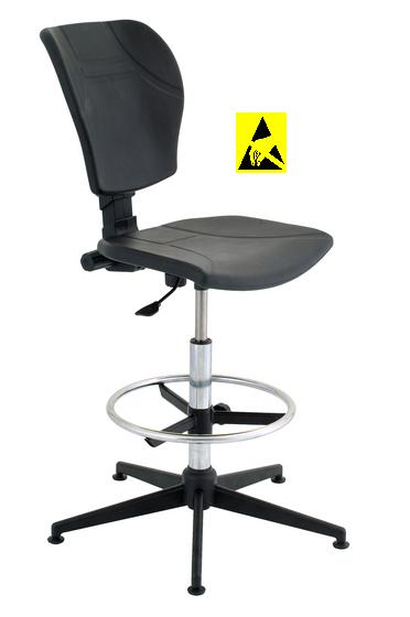 Krzesło ESD, seria III, poliuretanowe z elementami chromowanymi, wysokie.