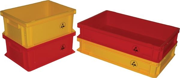 Pojemnik ESD, Newbox kolor, 400x300x170mm, żółty.